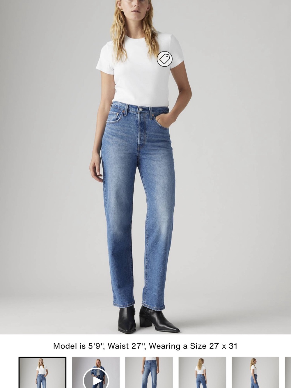 Levi's Mid-Blue High-Rise Ankle Jeans